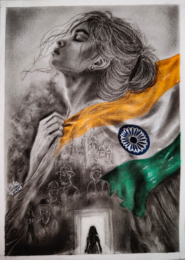 A girl sad emotions to indian tiranga