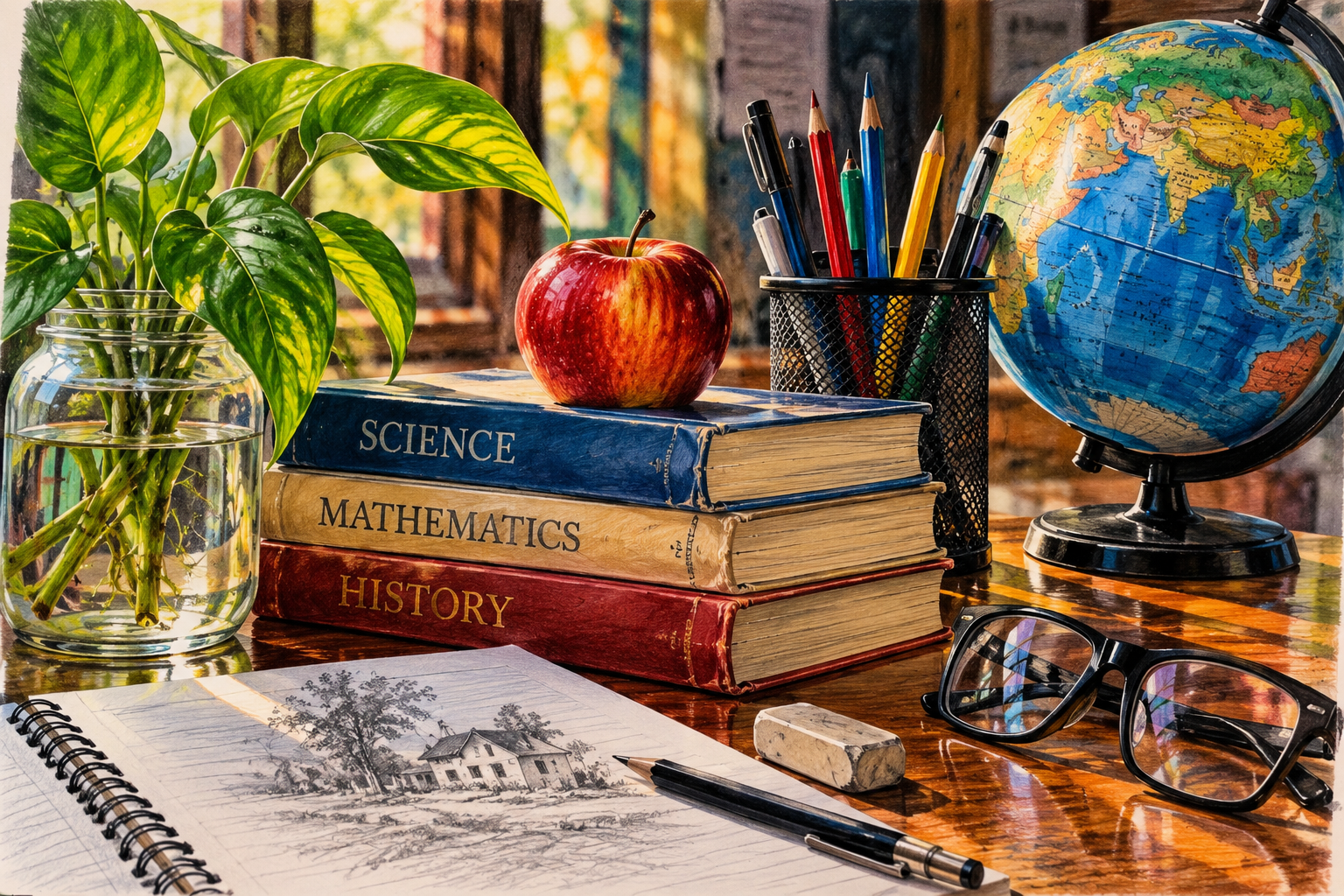 Table and book