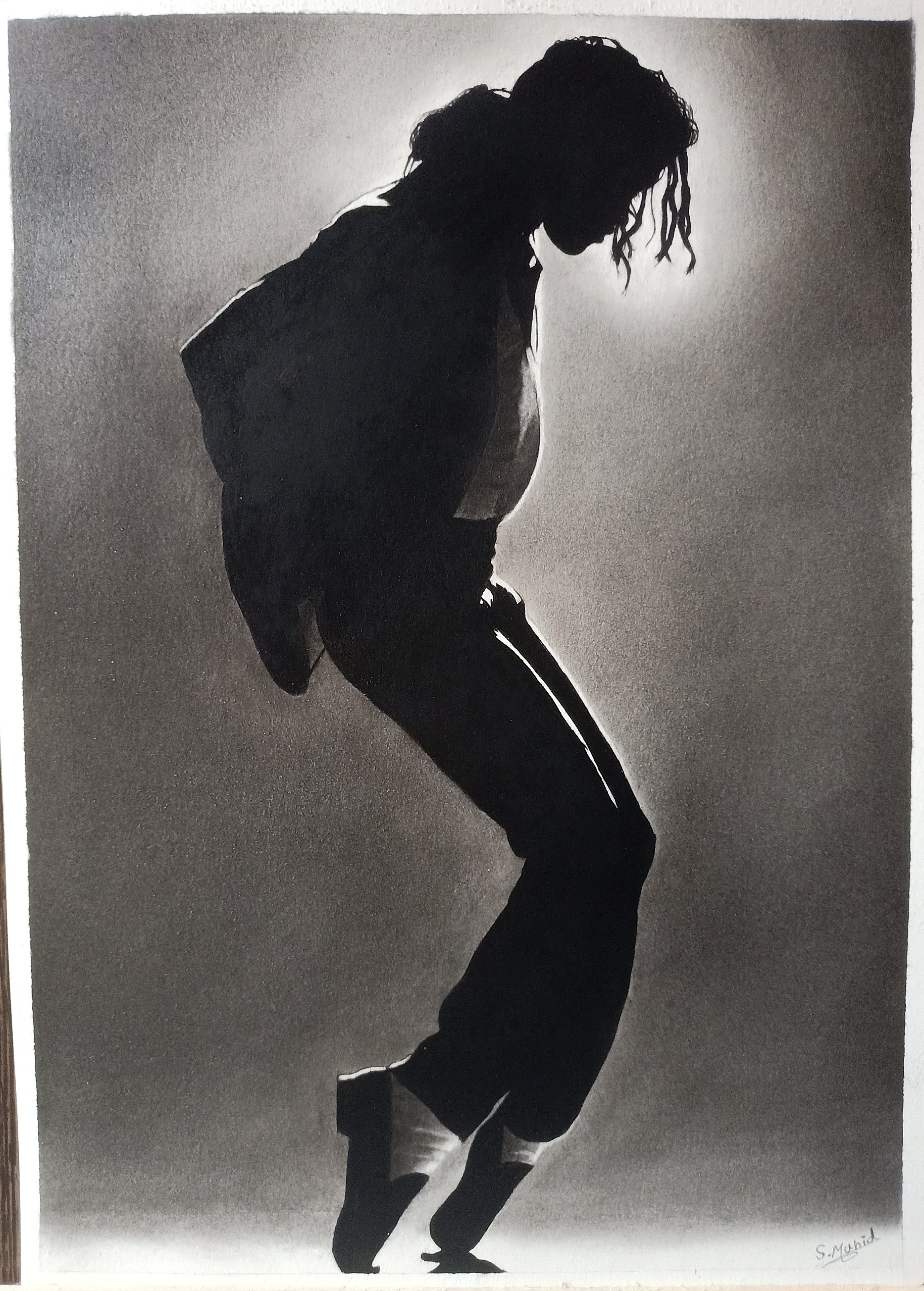 Michael Jackson silver charcoal drawing