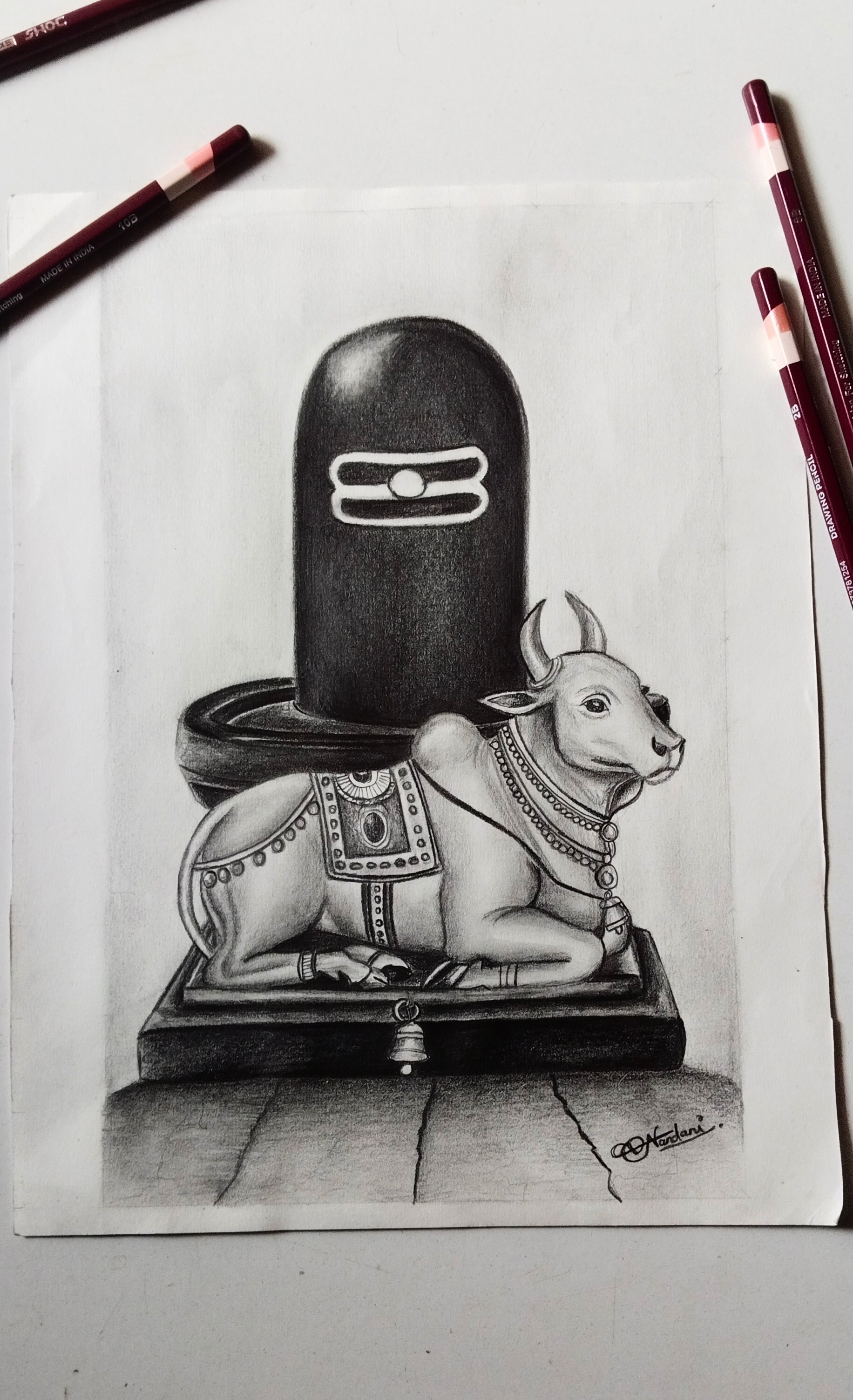 Shivling realistic pencil drawing