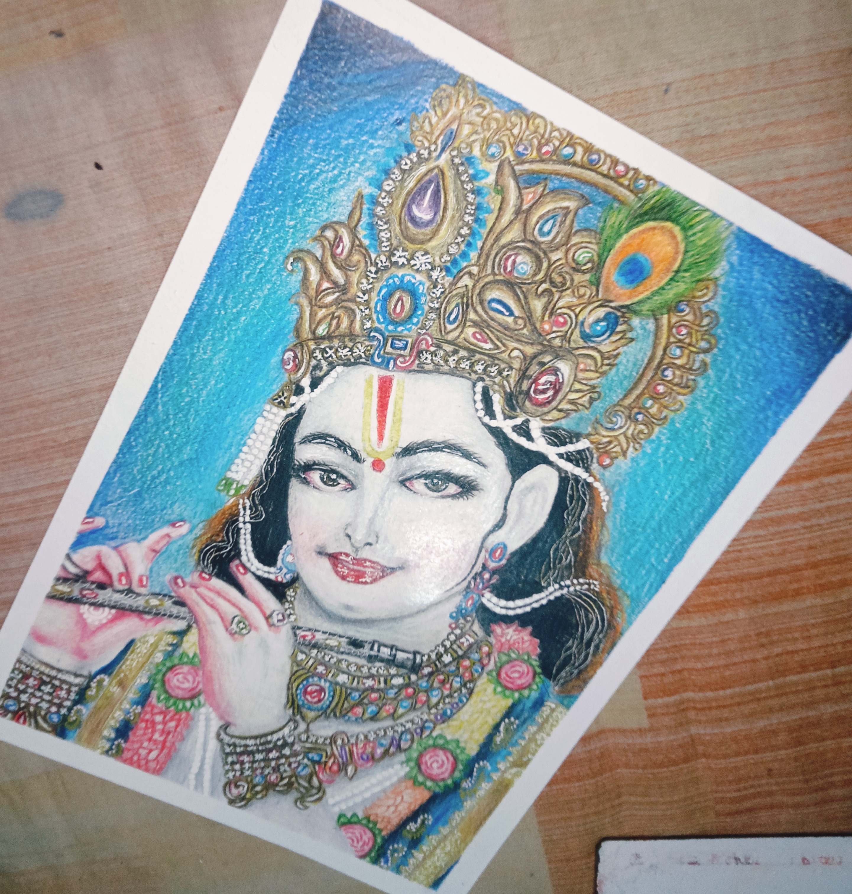 God krishna pencil colour drawing